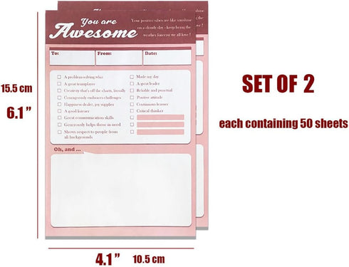 Awesome Kudos for Colleagues | PACK of 2 Note Pads | Recognize Large or Small Contributions, and Inspire Continued Efforts | 4.1" x 6.1" (2, Middle)