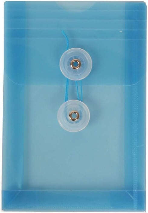 JAM PAPER Plastic Envelopes with Button & String Tie Closure, 4 1/4 x 6 1/4, Assorted Colors, 6/Pack