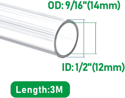 Quickun Industrial Grade Plastic PVC Vinyl Tubing, 1/2" ID x 9/16" OD Clear Tube BPA Free Heavy Duty, 10FT