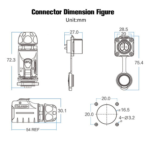 2 Pin Waterproof Connector, Industrial Solder Power Connector for Automotive, Marine, Lights and Other Electrical