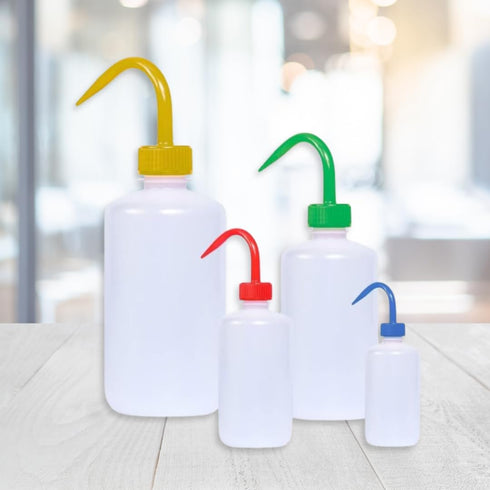 250ml Color Coded Low-Density Polyethylene (LDPE) Narrow Mouth Wash Bottle (Red - (Each))