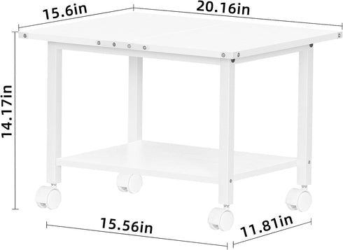 Lerliuo Under Desk Printer Stand, 2-Tier Mobile Printer Table with Storage Shelf and Lockable Wheels (White)