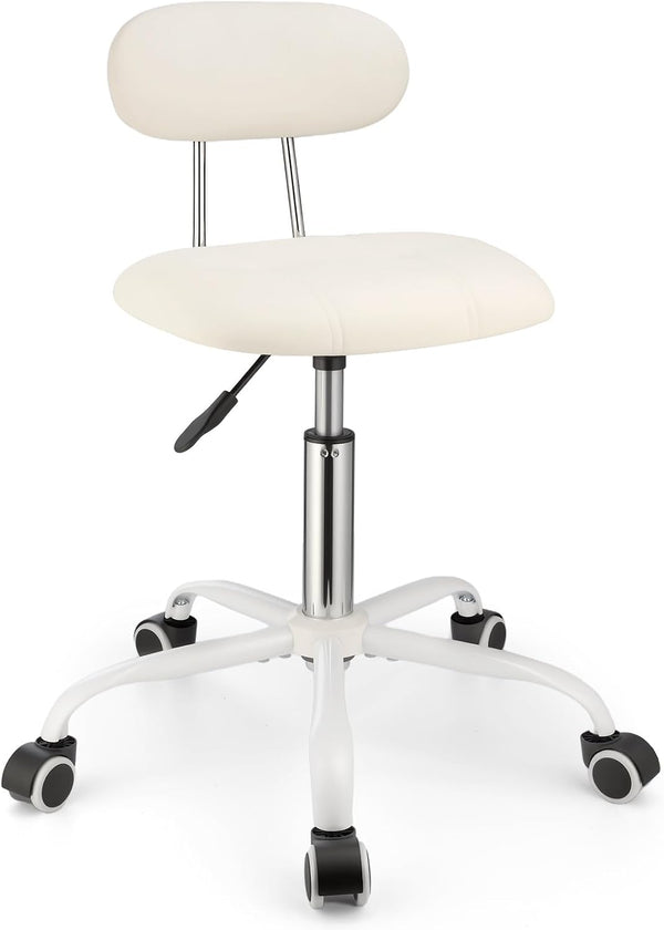 FNZIR Square Rolling Stool with Backrest Height Adjustable Chair Swivel Drafting Chair Stool