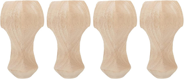 GETKIVA Option 1: Hand Carved Rubber Wood Furniture Legs Set of 4 for