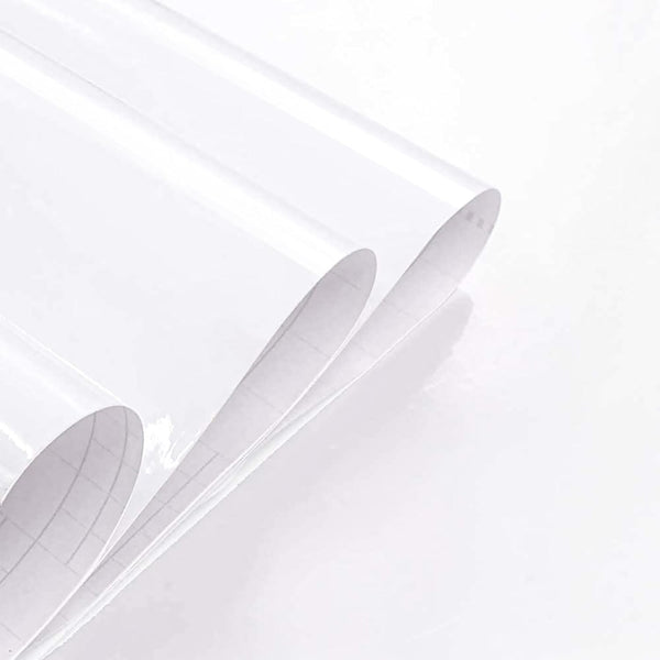 Abyssaly White Wallpaper 15.7 X 118 Removable Self-Adhesive Glossy Vinyl Film for Kitchen Cabinet Furniture