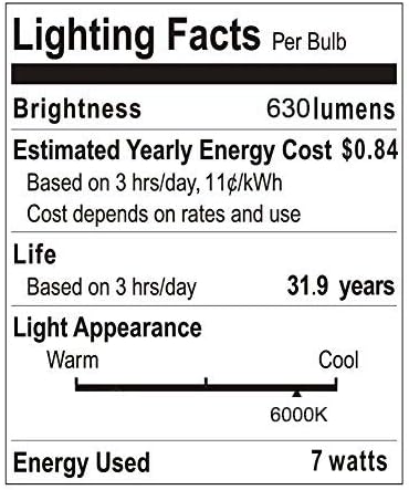 12V LED Light Bulb 60W Equivalent E26 7W 630Lm, Low Voltage AC/DC 11-18V, A19-12volt RV Marine, 6 Pack