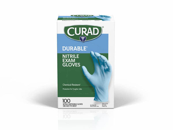 Curad Nitrile Exam Gloves, Durable, Powder Free, Chemical Resistant, 100 Count