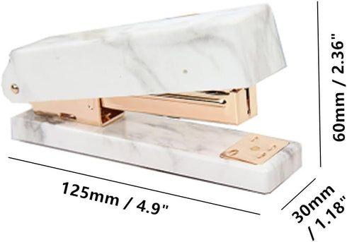 White Marble Stapler Heavy Duty Desktop Staplers Gold Tone for Office Supplies with Non-slip Base (Marble Gold Stapler) by MEI YI TIAN