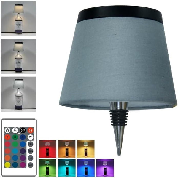 Wireless Bottle Lamp,Small Bedside Table Lamp,RGB LED Bottle Light with Remote Dimmable(RGB