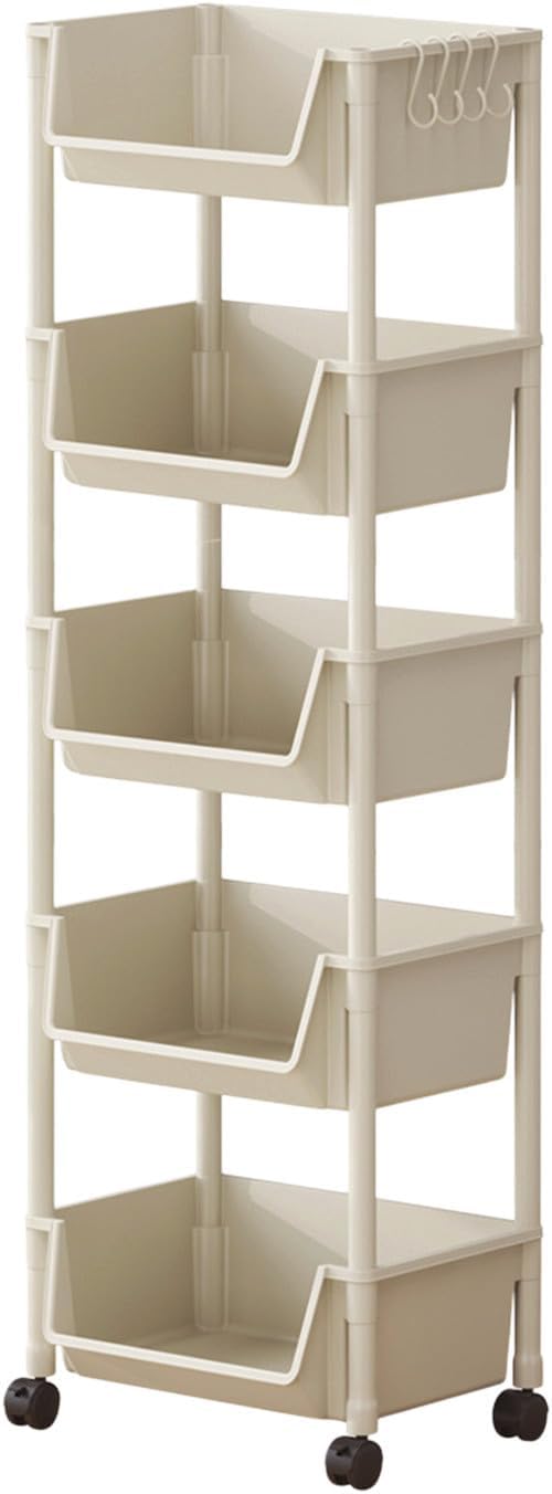 Rolling Carts with Wheels, Rolling Storage Cart with Handle and Lockable Wheels,