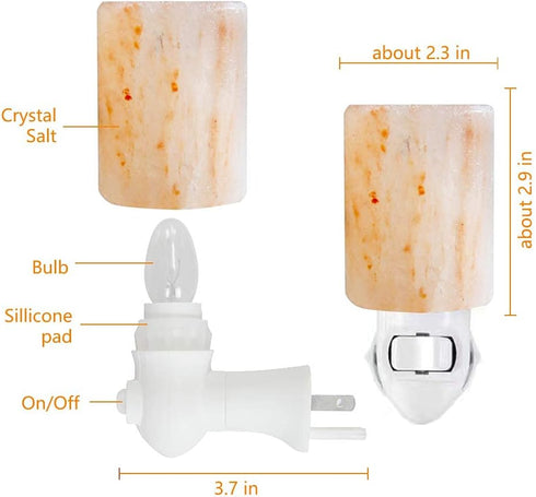 2 Pack, 360 4 Bulbs pursalt Himalayan Salt Lamp Plug in Night Light Degree Adjustable Wall Plug & Extra Replacement