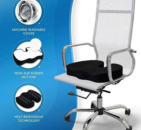 Tailbone, Seat Cushion Cooling Gel Memory Foam Pad, Non-Slip Orthopedic Coccyx Support for Office Chair, Car Seat