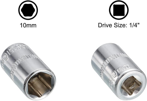 uxcell 1/4-inch Drive Socket Set, 8mm & 10mm Deep and Shallow 6-Point CR-V Steel