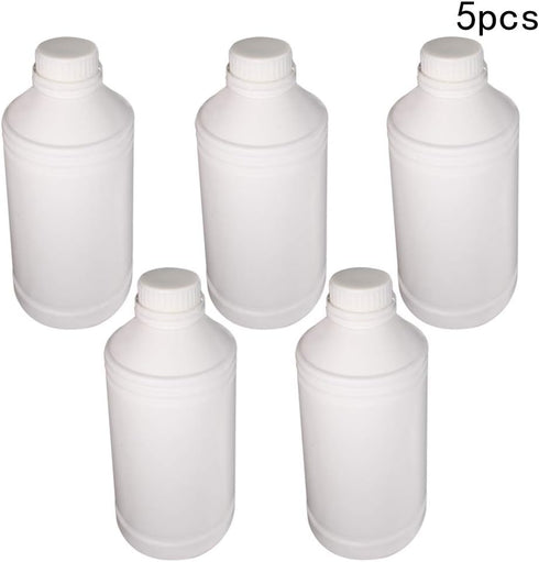 Othmro PE Plastic Lab Chemical Reagent Bottles 5pcs, 1000ml/34oz Small Mouth Round Sample Liquid Storage Container with