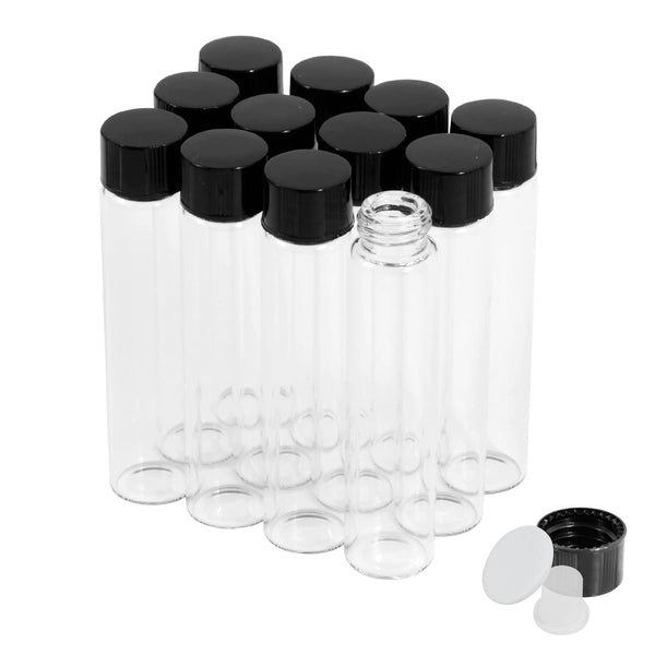 7ml Clear Glass Vials with Screw Caps, 12PCS Leak-Proof Small Liquid Sample Vials
