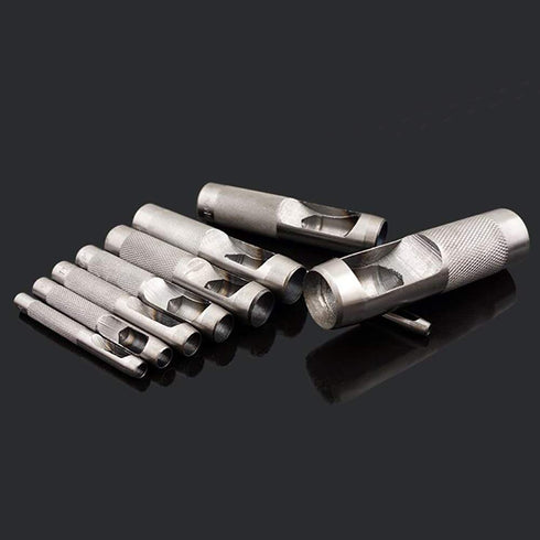 12pcs Kit Round Punch Hollow Punch Steel Chisel - Leather Puncher Cutting Tool for Belts & Canvas