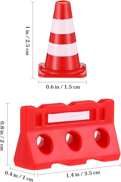 24Pcs Set, NUOBESTY Mini Traffic Cones and Roadblocks Marker Cones with Mini Barricades Toy Car Track Accessories