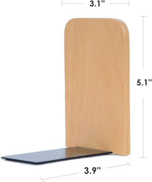 Pandapark Wood Bookends, Non-Skid Heavy Duty Bookends for Shelves - 1 Pair
