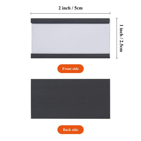 C Channel Magnetic Label Holders, 1x2 Inch with Paper Inserts, Pack of 100 for File Cabinet Labels