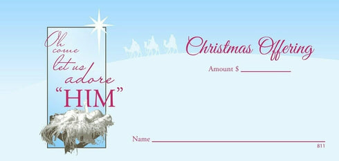 Blue Christmas Offering Envelopes for Church, 100 Count