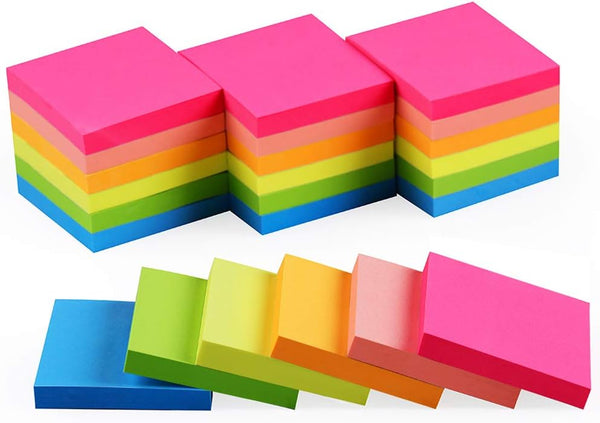 Vanpad (24 Pack) Sticky Notes, 2x2 in Bright Colorful Memo Pads with Strong Adhesive, 64 Sheets/Pad