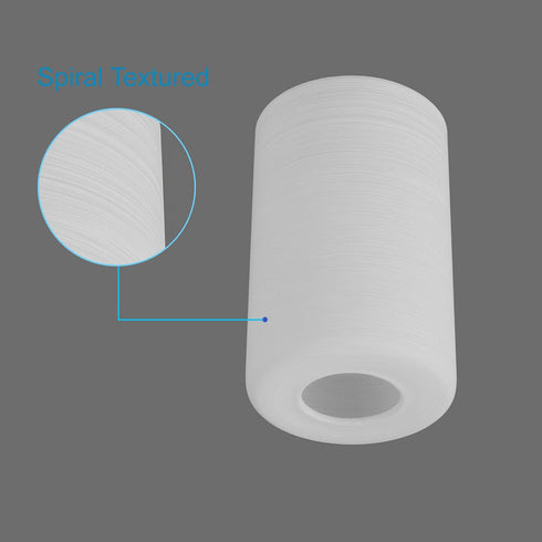 2 Pack 1-5/8-Inch G0071 White Frosted Spiral Textured Glass Shade, Cylinder Light Fixture Replacement Globe or Cover