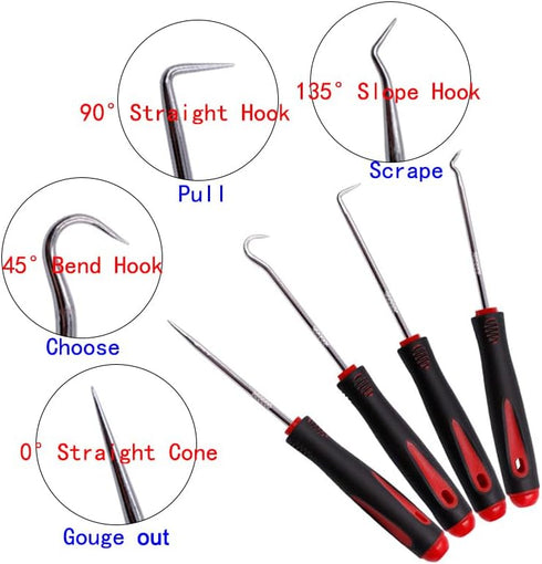 Long Hook Set, Oil Seal Hook and Screwdriver for Assembly and Removal of Small Parts, Automotive and Electronics Repair