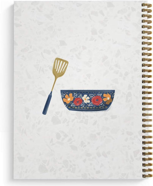 Softcover Eat Well 8.5" x 11" Recipe Spiral Notebook/Journal, 120 Recipe Pages, Durable Gloss Laminated Cover, Gold Wire-o Spiral. Made in the USA by Gotcha Covered Notebooks