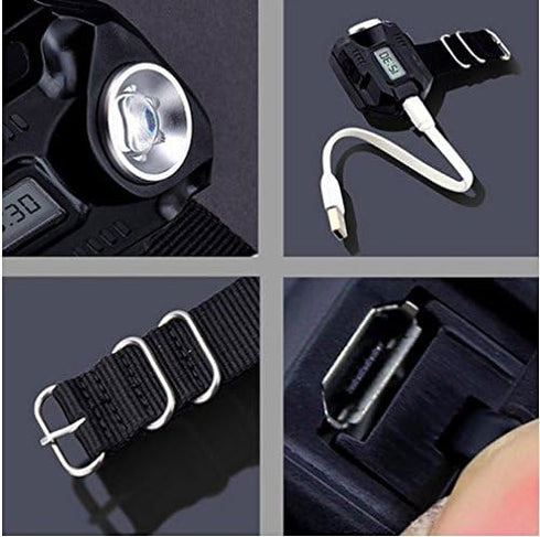 Maxbei Waterproof LED Tactical Display Rechargeable Wrist Watch Flashlight Multi Tools Outdoor Lighting for Outdoor