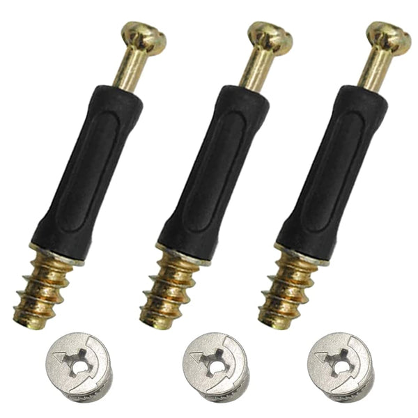 50 Sets Furniture Connecting Cam Lock Fittings with Dowel, Cam Lock Nuts and Screws for Wardrobe and Cabinet