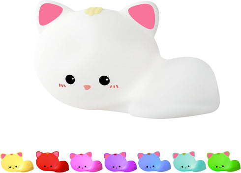Soft Silicone Cat Night Light for Kids Baby Toddler Cute Clap Touch