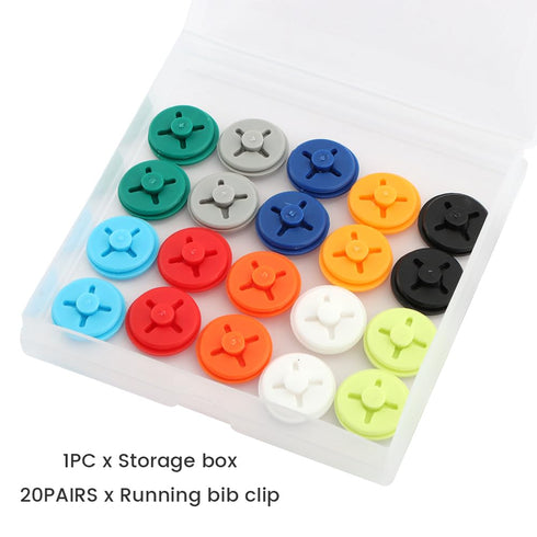 Saycker 20 Pairs Running Bib Clips,Number Buckle Fixing System Triathlon Race Bib Holder,Running Bib Fixing Clips,Field