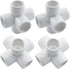 SDTC Tech 4-Pack 5 Way PVC Fitting Elbow, 3/4" Furniture Grade Pipe Connector for DIY PVC Shelf, White