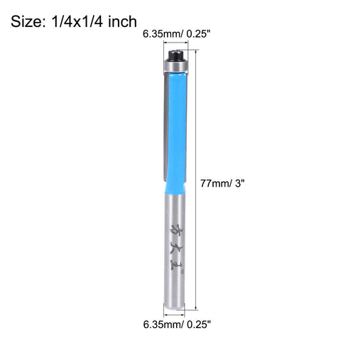 uxcell Router Bit 1/4 Shank, 1/4 inch Dia. Flush Trim with Bearing, 2 Flutes Carbide for Woodworking Milling Tool