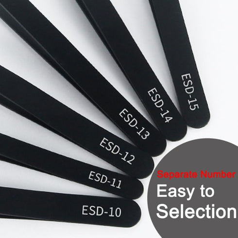 Precision Tweezers Set, 6PCS Anti Static ESD Industrial Tweezers Kit for Electronics Repair, Craft, Laboratory Work