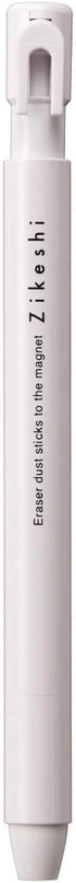 Kutsuwa HiLiNE Pen Zikeshi, White Body, White Core, Eraser Dust Sticks to Magnet (RE037WH)