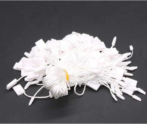 7" 1000 Pcs Hang Tag Nylon White String Snap Lock Pin Loop Fastener Hook Ties with Push Locker