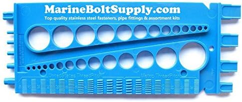 Nut, Bolt & Screw Gauge for Standard & Metric Coarse & Fine Diameter, Length & Thread Pitch (Blue)