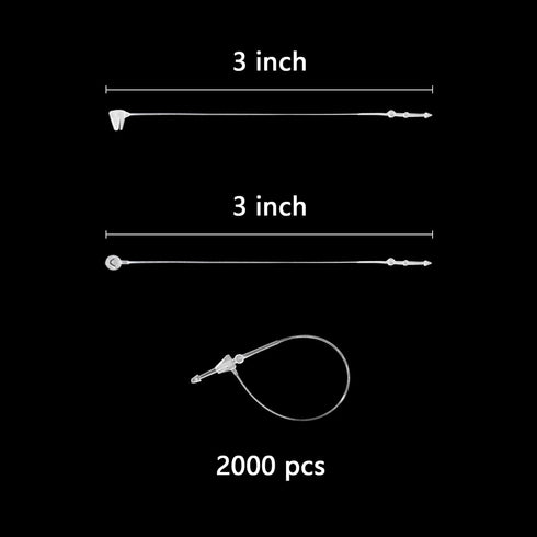 2000Pcs Plastic Fastener Hang Tag Snap Lock White for Retail Store Accessory Price Pins (3 Inch) by SHRJ