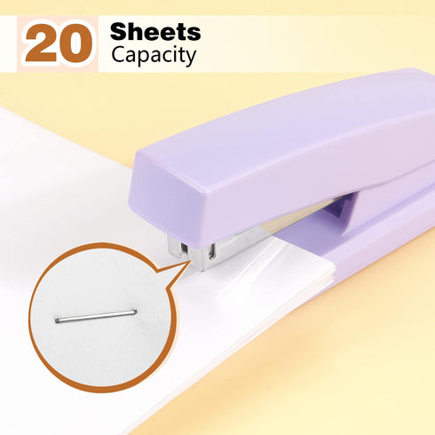 Office Stapler, Portable Durable Staplers for Desk, Stapler Supplies (Purple)