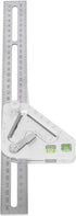 Combination Square with Bubble Level, Silver Flexible Woodworking Triangle Ruler Carpentry Tools