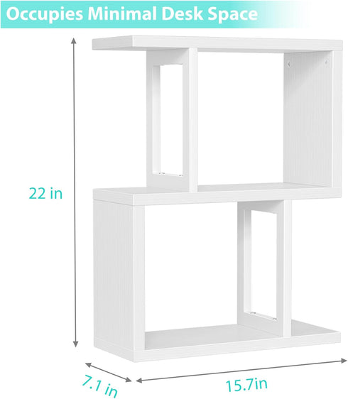 IGERI 3-Tier Small Desktop Bookshelf for Top of Desk Shelf - Mini White Table Bookcase Shelves Storage Book Organizer