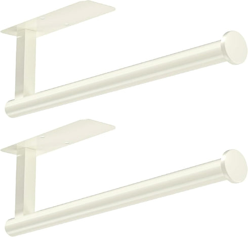 ASTOFLI 2 Pack White Paper Towel Holder Wall Mount, Under Cabinet Self Adhesive No Drilling