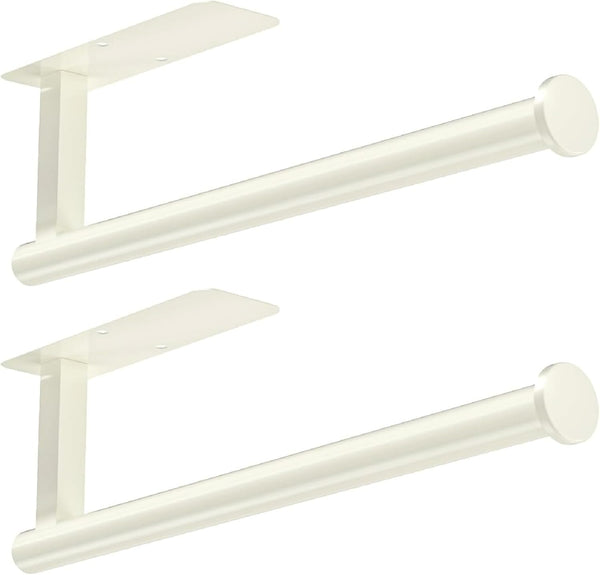 ASTOFLI 2 Pack White Paper Towel Holder Wall Mount, Under Cabinet Self Adhesive No Drilling