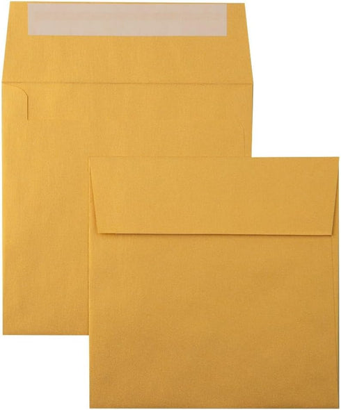 LUXPaper Square Invitation Envelopes | Peel & Press | Gold Metallic | 5 3/4" x 5 3/4" | 80lb. Text | 50 Qty
