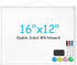 MaxGear Double-Sided Dry Erase Board for Wall, 16"x12" Hanging Whiteboard with 3 Markers & 4 Magnets