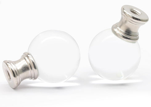 Biaungdo 2 Pack 1/4-27 Inch Glass Crystal Lamp Finial, Clear Lamp Finial Cap Knob Glass Ball Lamp Screw Top Lamp