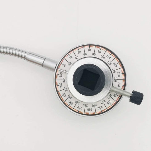 Torque Angle Meter, 1/2" Drive Wrench Angle Gauge with 14" Flexible Clip Arm, Made of CR-V Steel