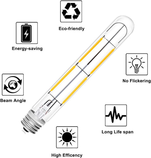 Bonlux 4W LED T6.5 Tubular Filament Bulb, E17 Intermediate Base, 40W Incandescent Equivalent, 4-Pack