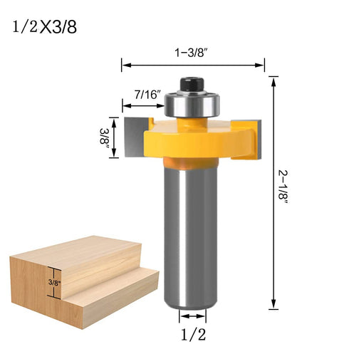 1/2 Inch Set, 3 6 Set (1/8", 1/4", 5/16", 3/8", 7/16", 1/2" (1/2 Inch) WSOOX Shank Rabbet Router Bit Pieces Rabbeting